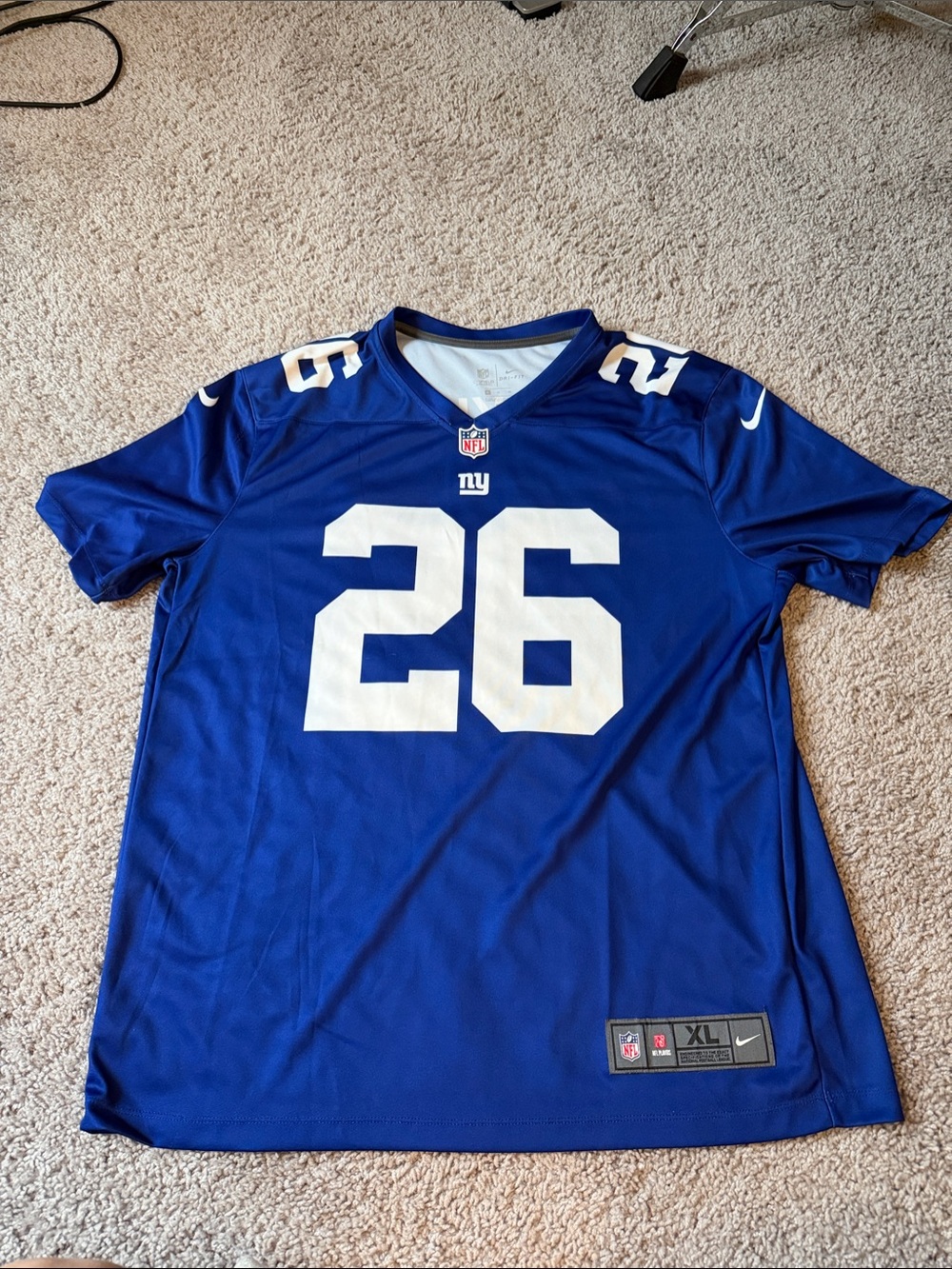Nike Men's Blue Football Jersey #26 with White Numbers